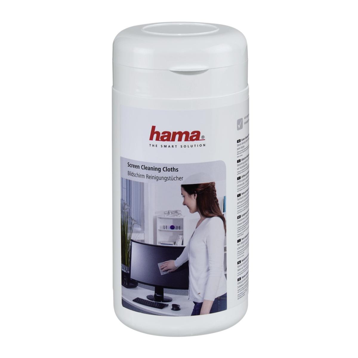 Hama Screen Cleaning Cloths, 100 pcs, in Dispenser Tub
