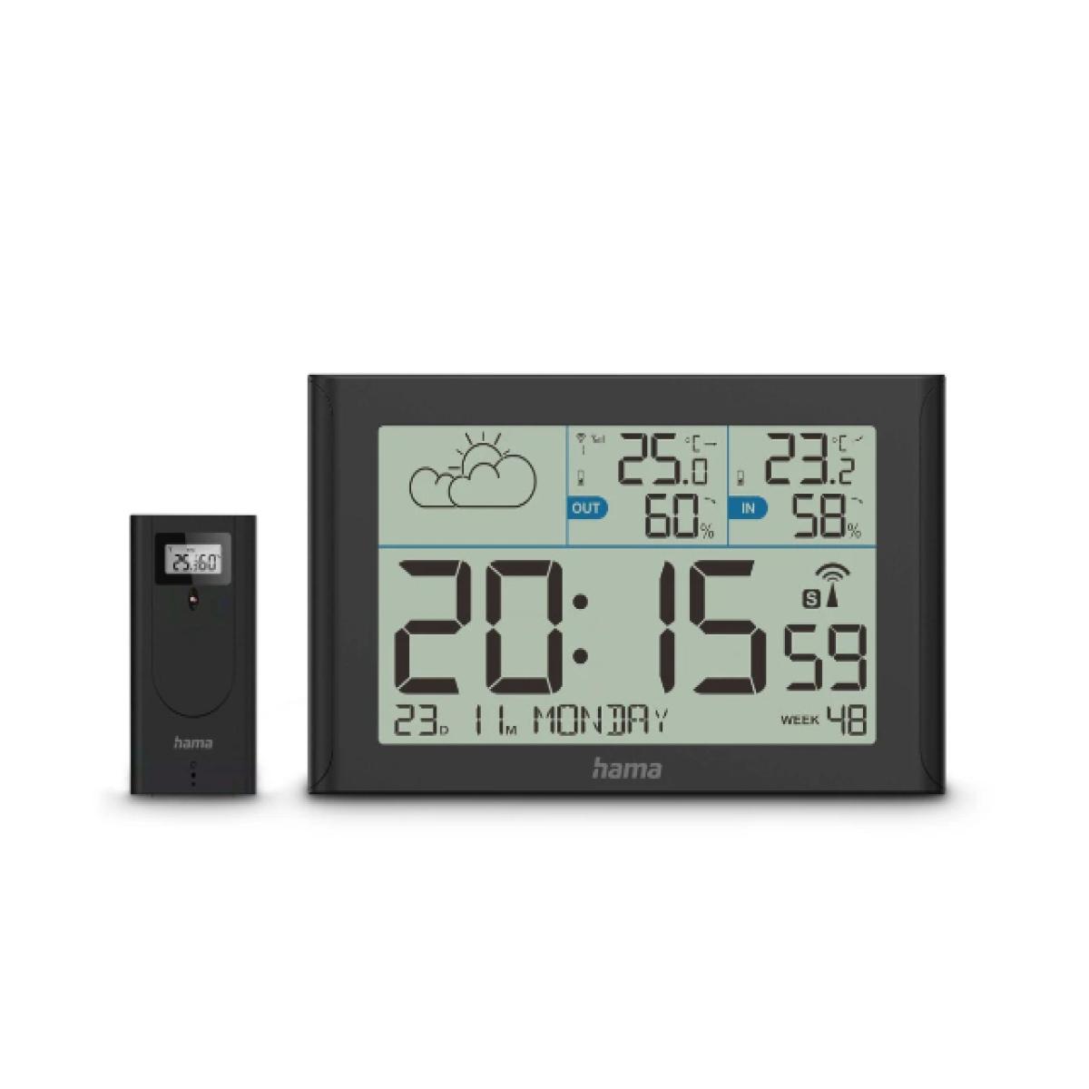 Hama Sylt Weather Station, with Outdoor Sensor, Radio, Alarm, black