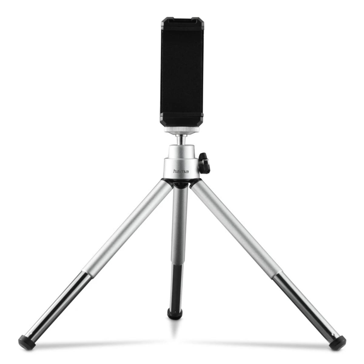 Hama Fancy 2in1 Mini Tripod for Mobile Phone & Camera (¼), Travel Tripod, 16cm, silver