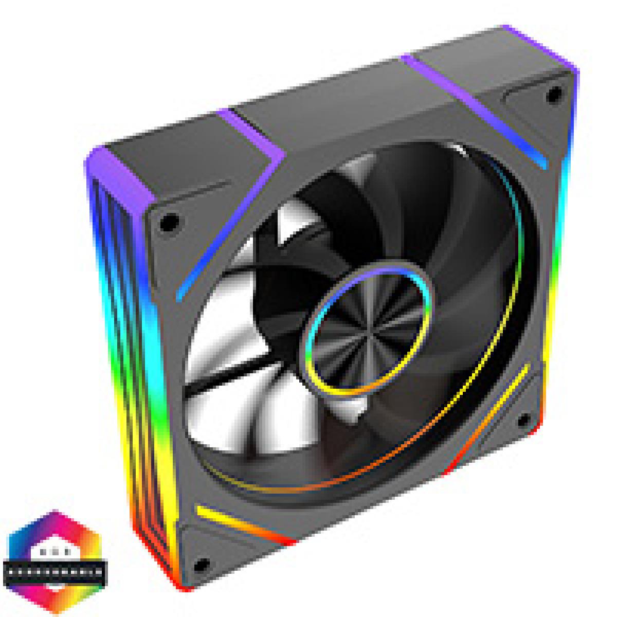 Powercool Aura 120mm ARGB Black 4pin PWM PC Cooling Infinity Reverse Fan