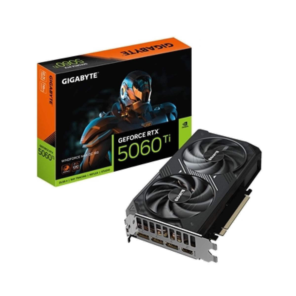 Gigabyte NVIDIA GeForce RTX 5060 Ti Windforce Max OC 16GB GDDR7 Graphics Card, 4608 CUDA Cores, 2587 MHz Core Clock, Dual Fan, 3x DisplayPorts / 1x HDMI Ports