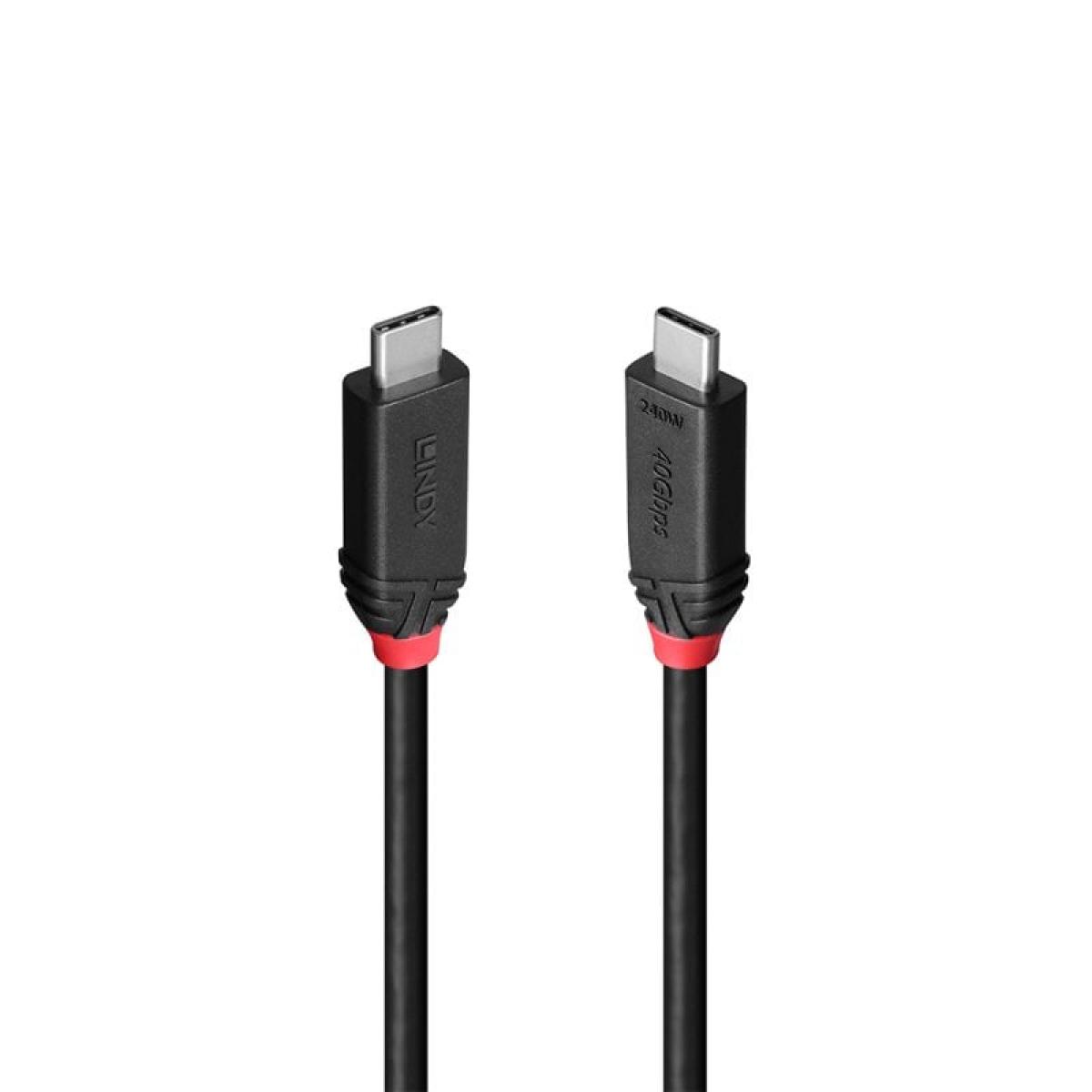Lindy 2m USB4 240W Type C Cable, Black Line