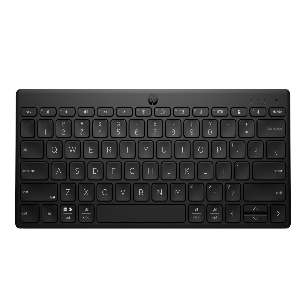 HP 355 Compact Multi-Device Keyboard, Bluetooth Wireless, Pair up to 3 Devices, Up To 2 Year Battery Life, Qwerty UK English Layout, Black