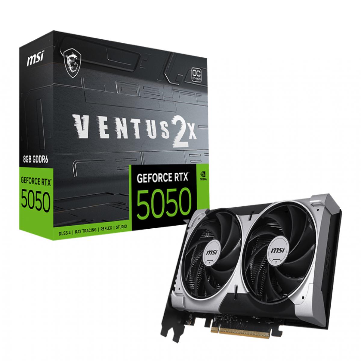 MSI RTX5050 8G VENTUS 2X OC, PCIe5, 8GB DDR6, HDMI, 3 DP, 2617MHz Clock, Overclocked
