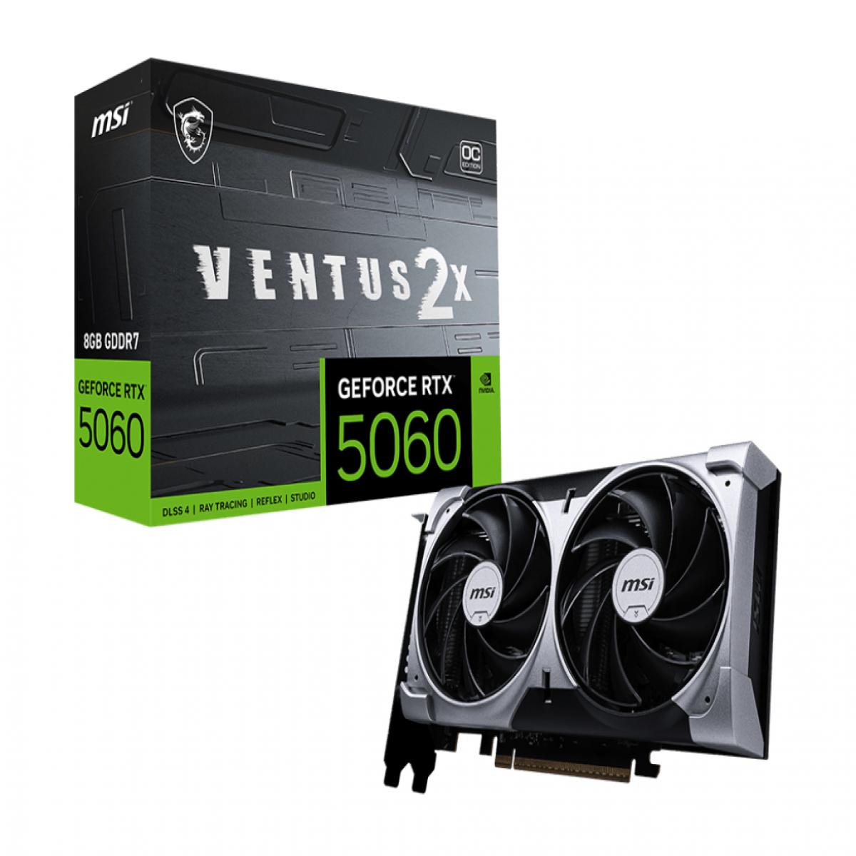 MSI RTX5060 8G VENTUS 2X OC, PCIe5, 8GB DDR7, HDMI, 3 DP, 2535MHz Clock, Overclocked