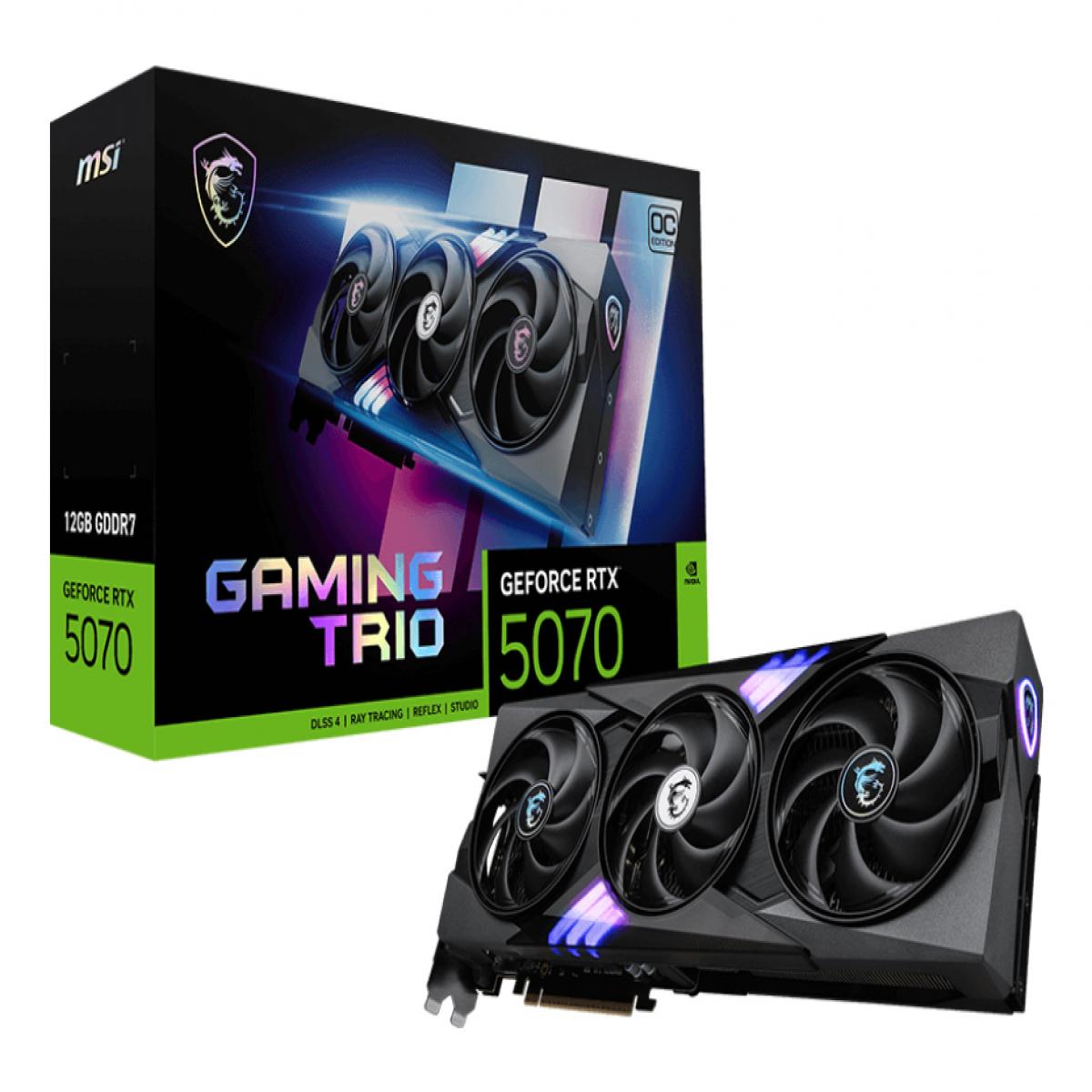 MSI RTX5070 12G GAMING TRIO OC, PCIe5, 12GB DDR7, HDMI, 3 DP, 2625MHz Clock, RGB Lighting, Overclocked