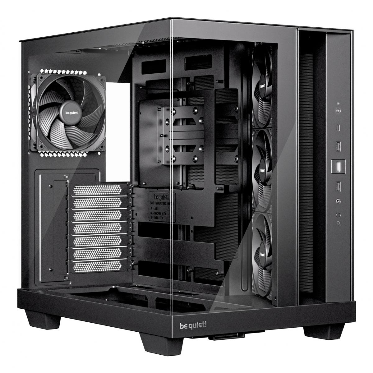 be quiet! Light Base 500 BGW83 Mid-Tower Case, Tempered Glass, 4x 120mm PWM Fans, High-Airflow ATX Case, USB-C, 360mm Radiator Support, Vertical GPU Mount, Black