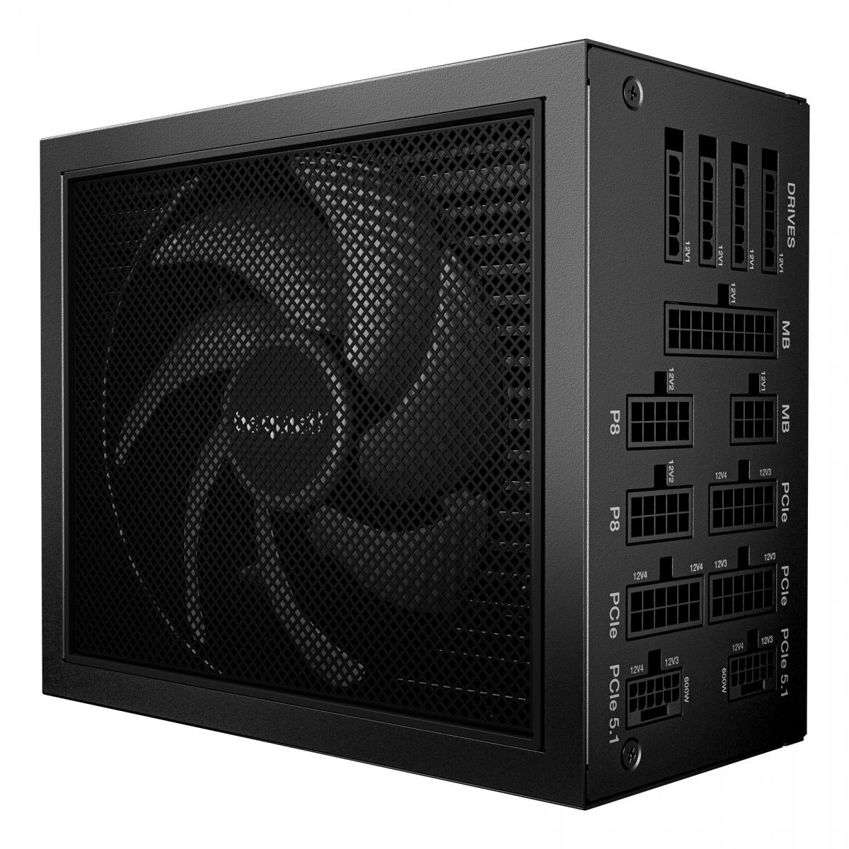 be quiet! DARK POWER 14, 1200W, 80 PLUS certified and Cybenetics efficiency, ATX 3.1 compliant, PCIe 5.1 compatible, backed by a 10-year manufacturer's warranty.