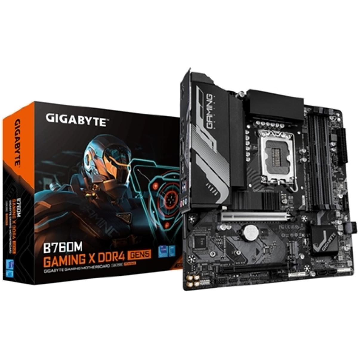 Gigabyte B760M GAMING X DDR4 GEN5 Intel 1700 Socket Motherboard, Micro-ATX, 4x DDR4 Slots, 2x M.2 Sockets, Fitted I/O Shield, 2.5GbE LAN, 1x DisplayPort / 1x HDMI Port