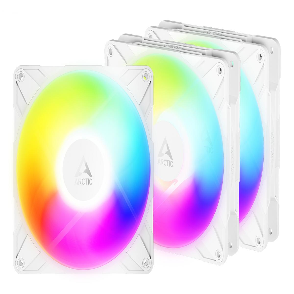 ARCTIC Freezer P14 Pro Reverse A-RGB (White) - 3 Pack - 140 mm A-RGB PWM Fan with Cable Splitter