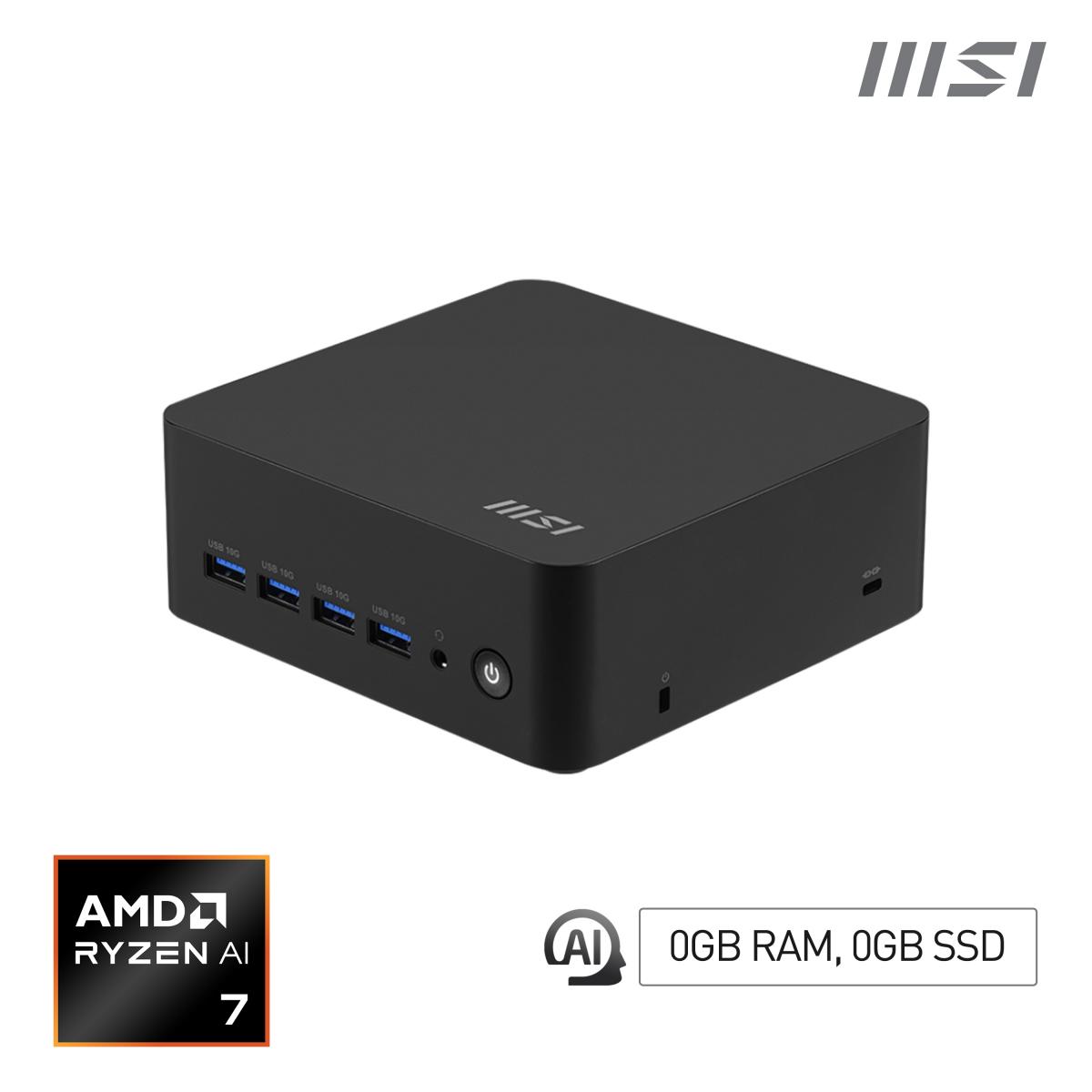 MSI Cubi Z AI 8M AMD Ryzen 7 8845HS Barebone, NUC, USFF, Mini Computer, HTPC (NO RAM, NO Storage, NO OS), AMD Radeon Graphics/DDR5/Dual ThunderBolt 4/Dual HDMI/Dual LAN/WiFi 6E/BT 5.3/VESA