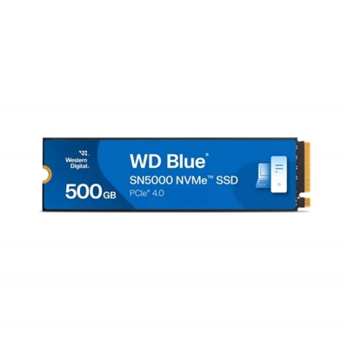 WD Blue SN5000 (WDS500G4B0E-00CNZ0) 500GB NVMe SSD, M.2 Interface, PCIe Gen4, 2280, Read 5000MB/s, Write 4000MB/s, 5 Year Warranty