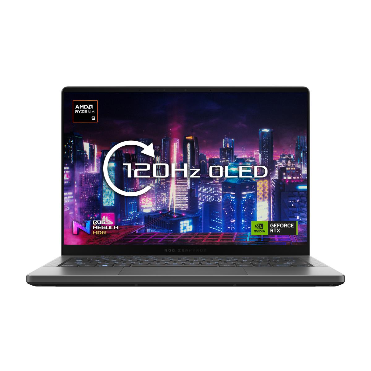 ASUS ROG Zephyrus G14 GA403UI-QS060W AMD Ryzen™ 9 8945HS Laptop 35.6 cm (14") WQXGA 32 GB LPDDR5x-SDRAM 1 TB SSD NVIDIA GeForce RTX 4070 Wi-Fi 6E (802.11ax) Windows 11 Home Black, Grey