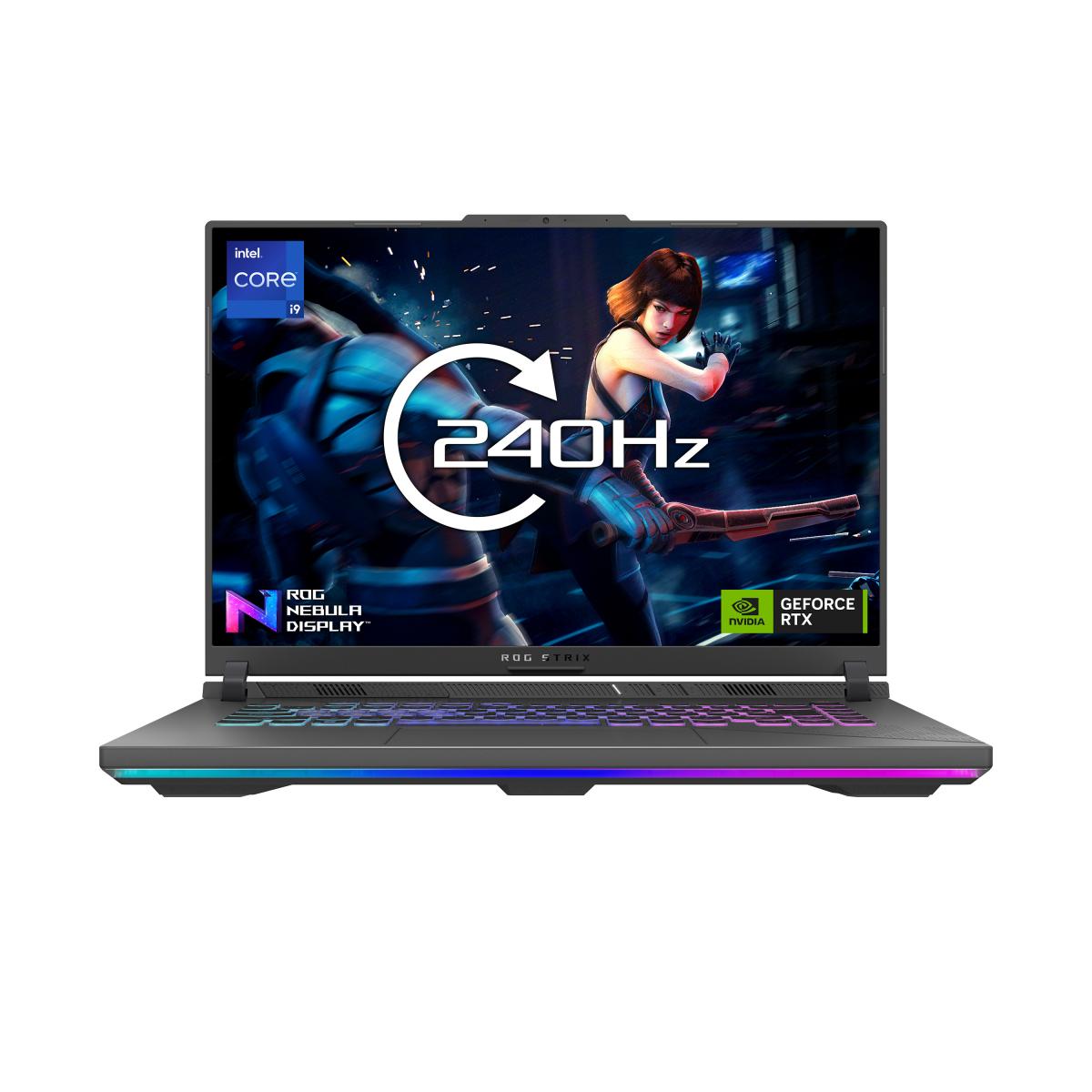 ASUS ROG Strix G16 G614JZ-N4024W Intel® Core™ i9 i9-13980HX Laptop 40.6 cm (16") Quad HD+ 16 GB DDR5-SDRAM 1 TB SSD NVIDIA GeForce RTX 4080 Wi-Fi 6E (802.11ax) Windows 11 Home Black, Grey