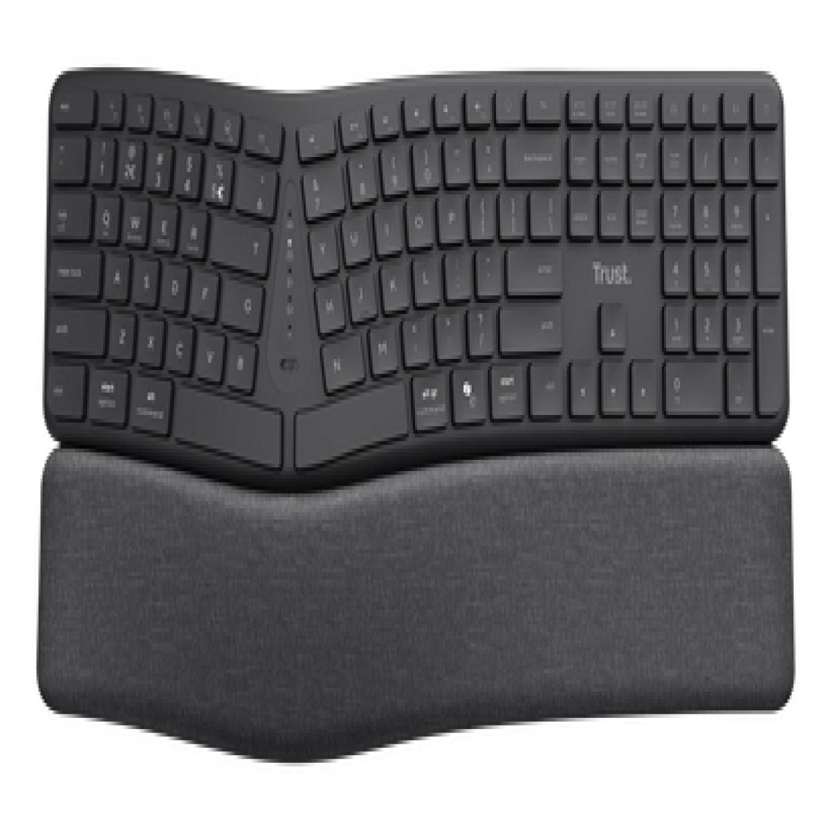 Trust Keyra Ergonomic multidevice wireless keyboard - Black