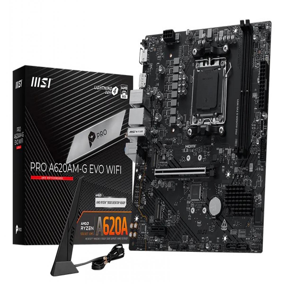 MSI Pro A620AM-G EVO WIFI AMD A620A Socket AM5 micro ATX