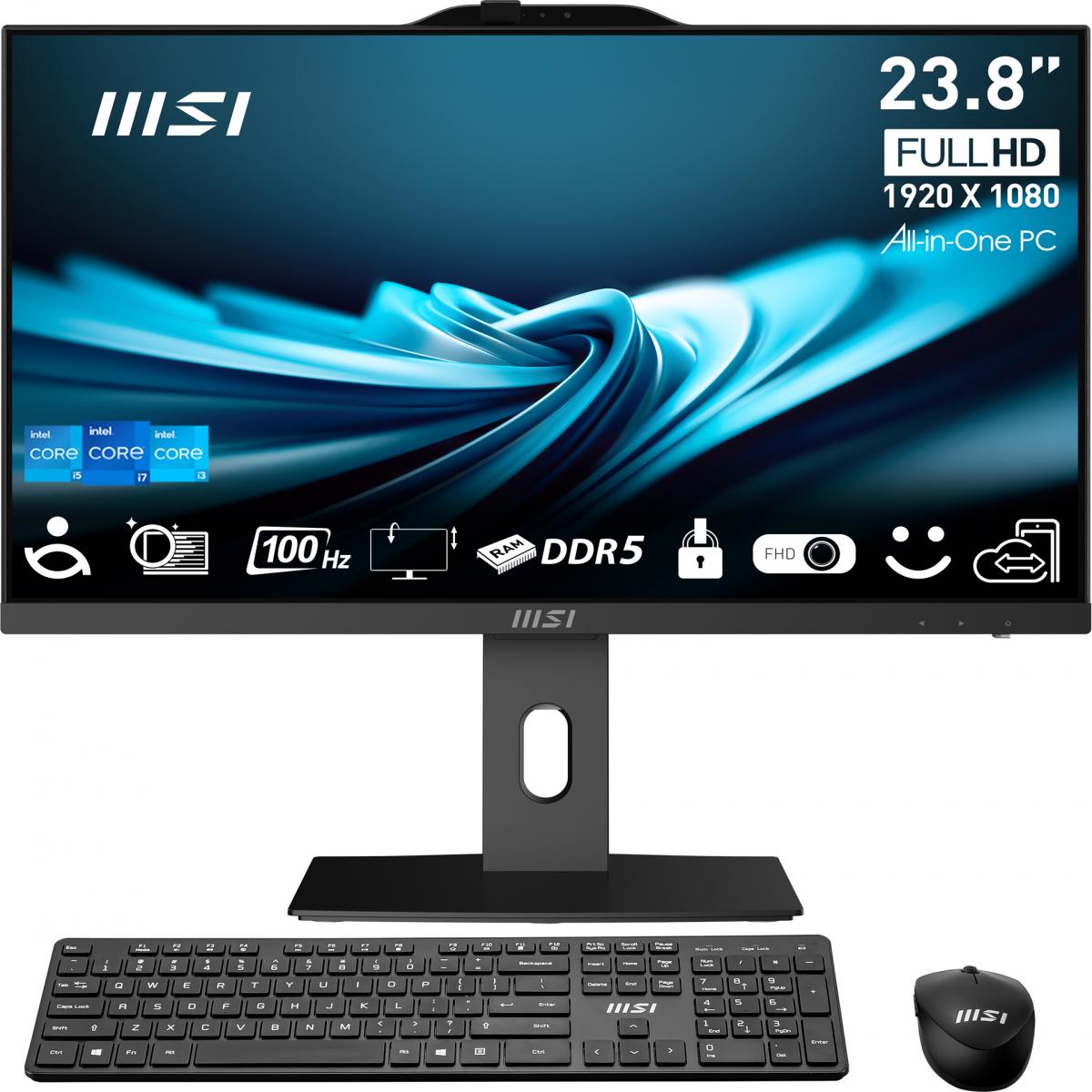 MSI PRO AP242P 14M Intel® Core™ i7 i7-14700 60.5 cm (23.8") 1920 x 1080 pixels All-in-One PC 16 GB DDR5-SDRAM 512 GB SSD Windows 11 Pro Wi-Fi 6E (802.11ax) Black
