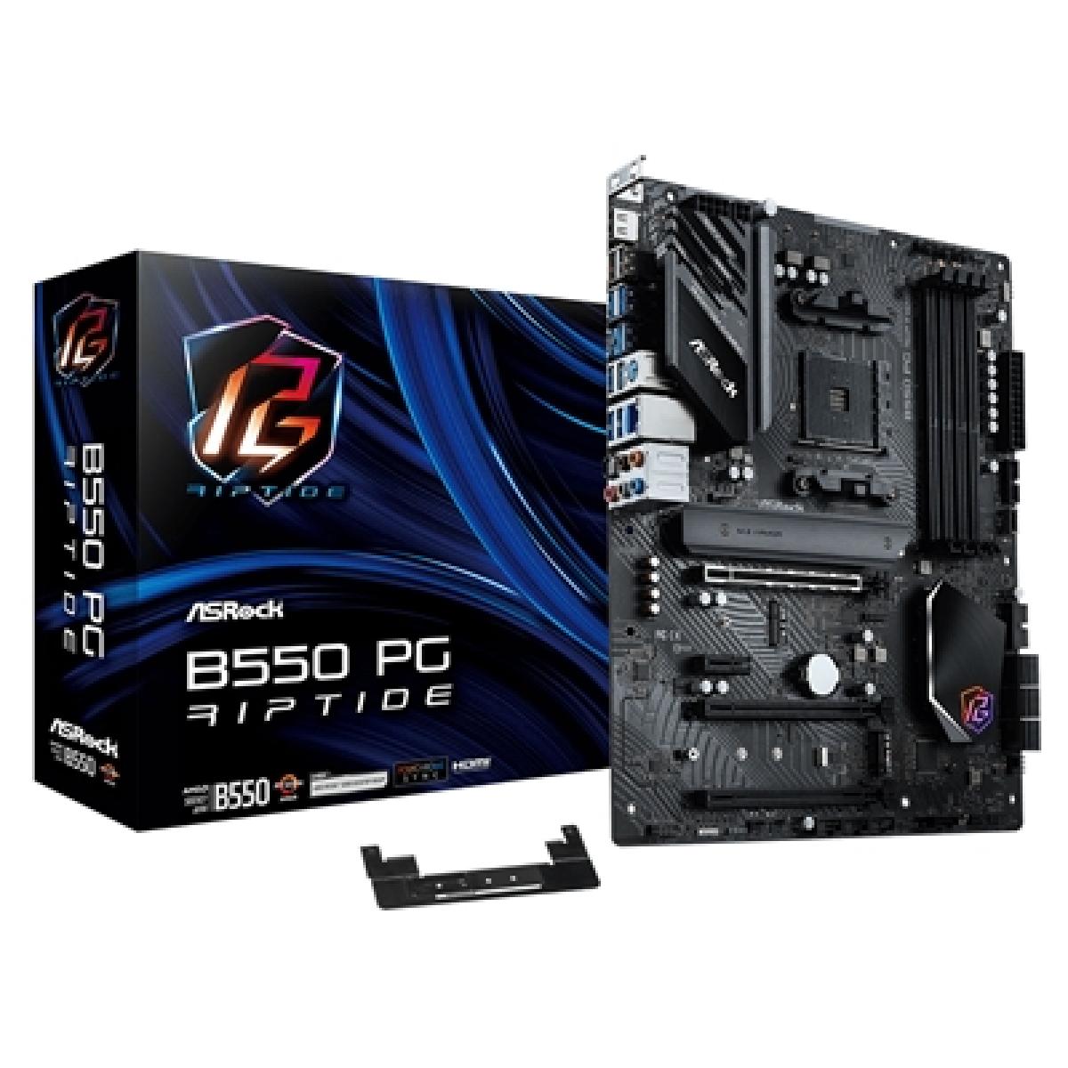 ASRock B550 PG RIPTIDE AMD AM4 Socket Motherboard, ATX, 4x DDR4 Slots, 2x M.2 Socket, 2.5GbE LAN, 1x HDMI Port