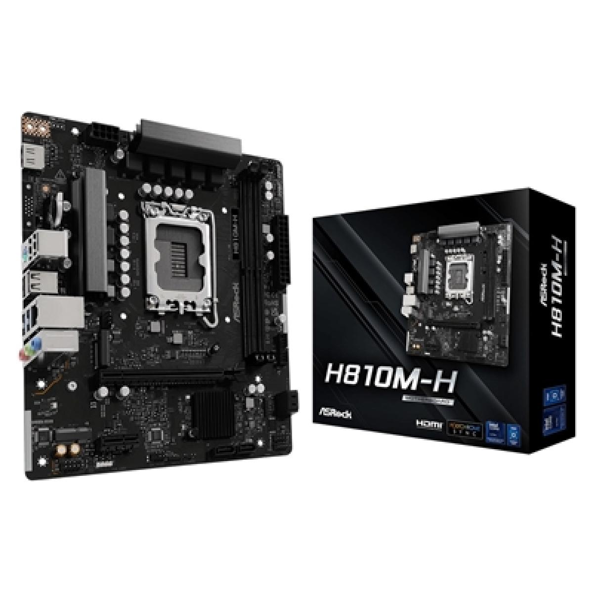 ASRock H810M-H Intel 1850 Socket Motherboard, Micro-ATX, 2x DDR5 Slots, 1x M.2 Sockets, GbE LAN, 1x HDMI Port