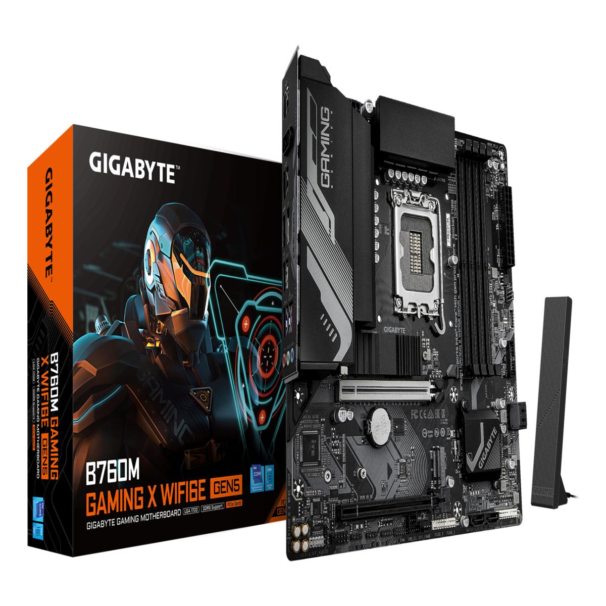 GIGABYTE B760M GAMING X WIFI6E GEN5 Motherboard - Supports 14th Gen. Intel Core CPUs, 8+1+1 phases VRM, up to 5600MHz DDR5, 2xPCIe 4.0 M.2, Wi-Fi 6E, 2.5 GbE LAN, USB 3.2 Gen 1