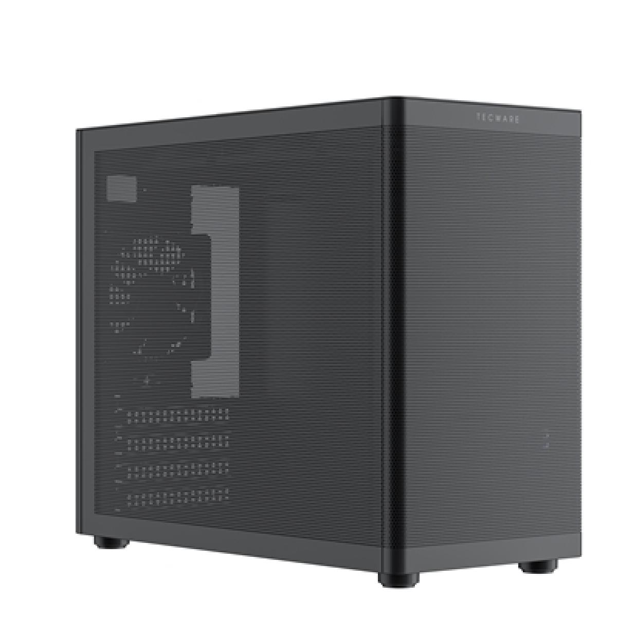 TecWare Fusion 3 mATX Compact PC Case, High Airflow SFF Chassis, 3 Fans Included, Top-Mount ATX/SFX PSU Support, USB-C, Supports 280mm GPU & Dual Radiators, Black