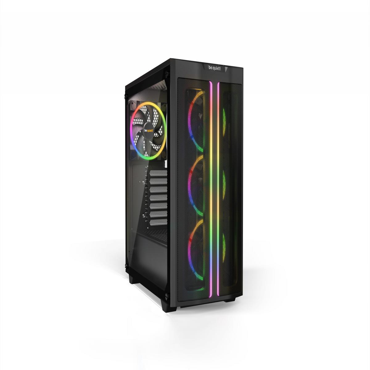 be quiet! Pure Base 500 FX Case, Black, Mid Tower, 1 x USB 3.2 Gen 1 Type-A / 1 x USB 3.2 Gen 2 Type-C, Tempered Glass Side Window Panels, 4 x Light Wings Addressable RGB PWM Fans Included, ARGB LED Lighting Front Mesh Panel