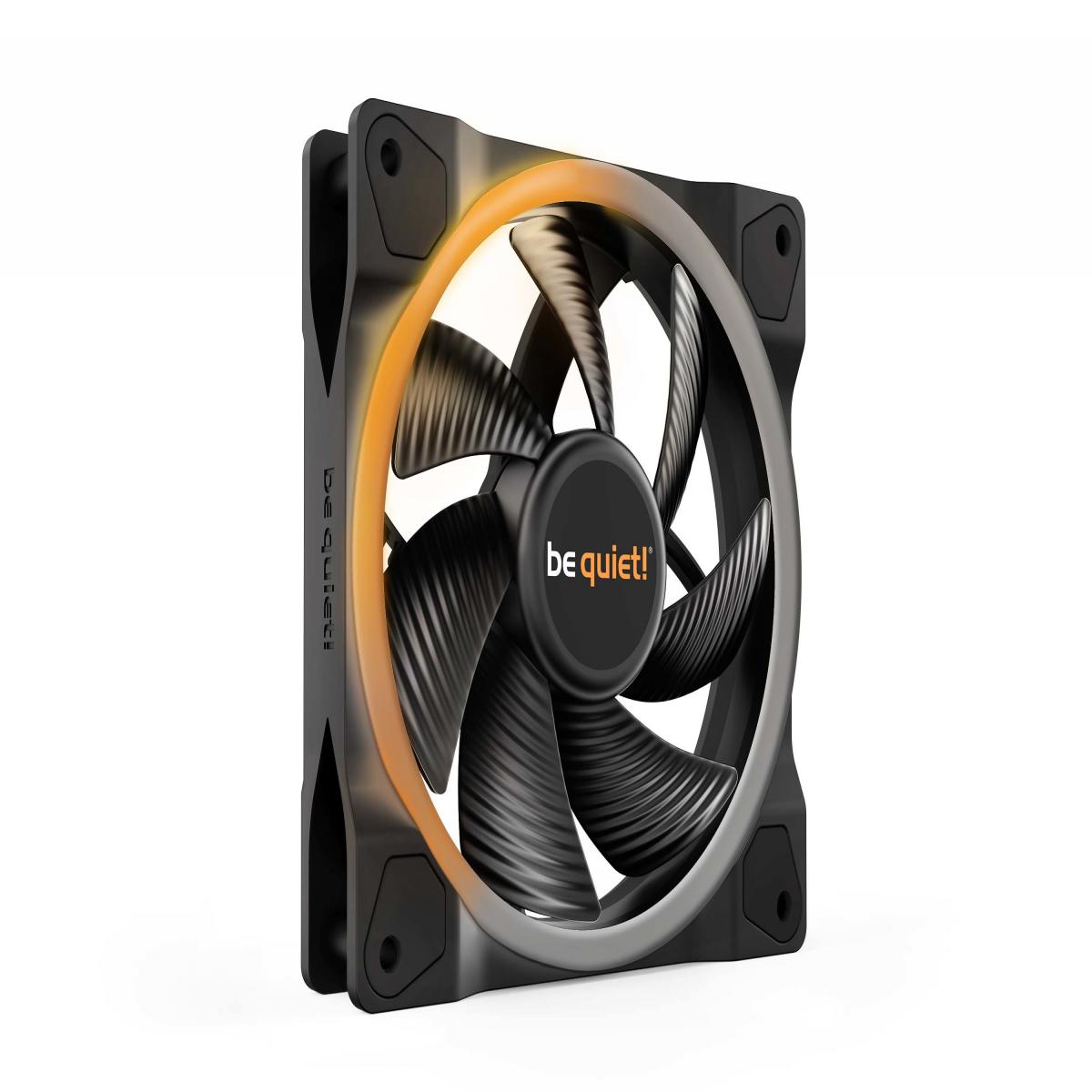 be quiet! Light Wings PWM Addressable RGB Fan, 120mm, 1700RPM, 4-Pin PWM Fan & 3-Pin ARGB Connectors, Black Frame, Black Blades, ARGB Lighting on Front & Rear