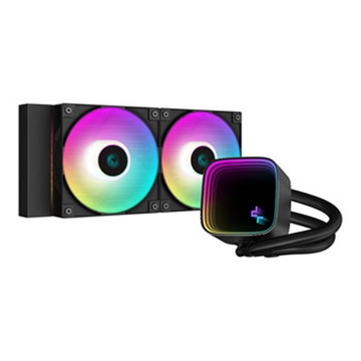 DeepCool LS520 SE All In One Liquid CPU Cooler, 240mm Radiator, ARGB LED Lighting, 2x 120mm PWM Fans, Intel/AMD