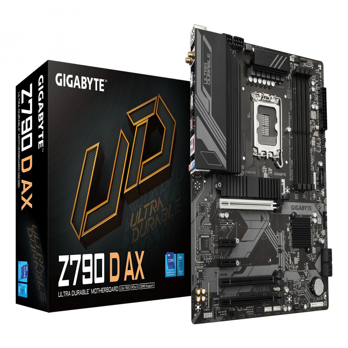 Gigabyte Z790 D AX Ultra Durable Intel 1700 Socket Motherboard, ATX, 4x DDR5 Slots, 3x M.2 Sockets, 2.5GbE LAN, Wi-Fi 6E, 1x DisplayPort / 1x HDMI Port