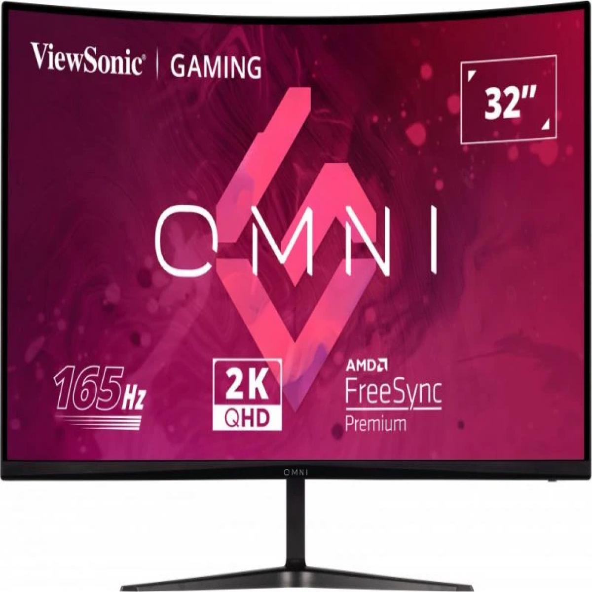 Viewsonic Omni VX3218C-2K 32 Inch Curved Gaming Monitor, QHD, 165Hz, Freesync, 2xHDMI, DisplayPort, 1ms VESA, Speakers