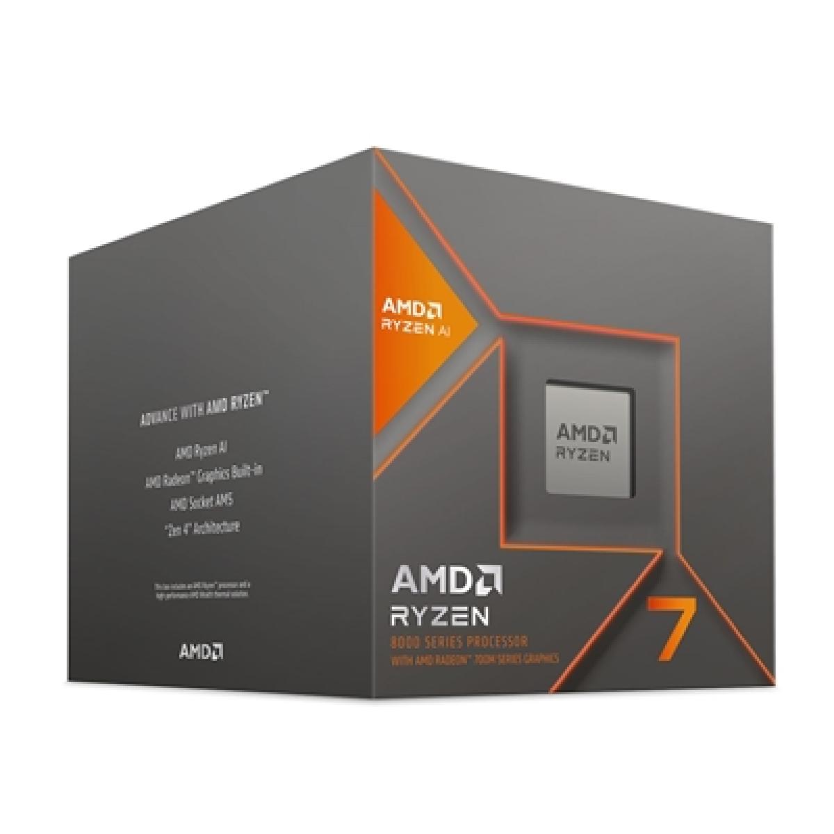 AMD Ryzen 7 8700G 4.2GHz 8 Core AM5 Processor, 16 Threads, 4.2 up to 5.1GHz Boost, 24MB Cache, 65W,  with Wraith Spire Cooler, Radeon Graphics