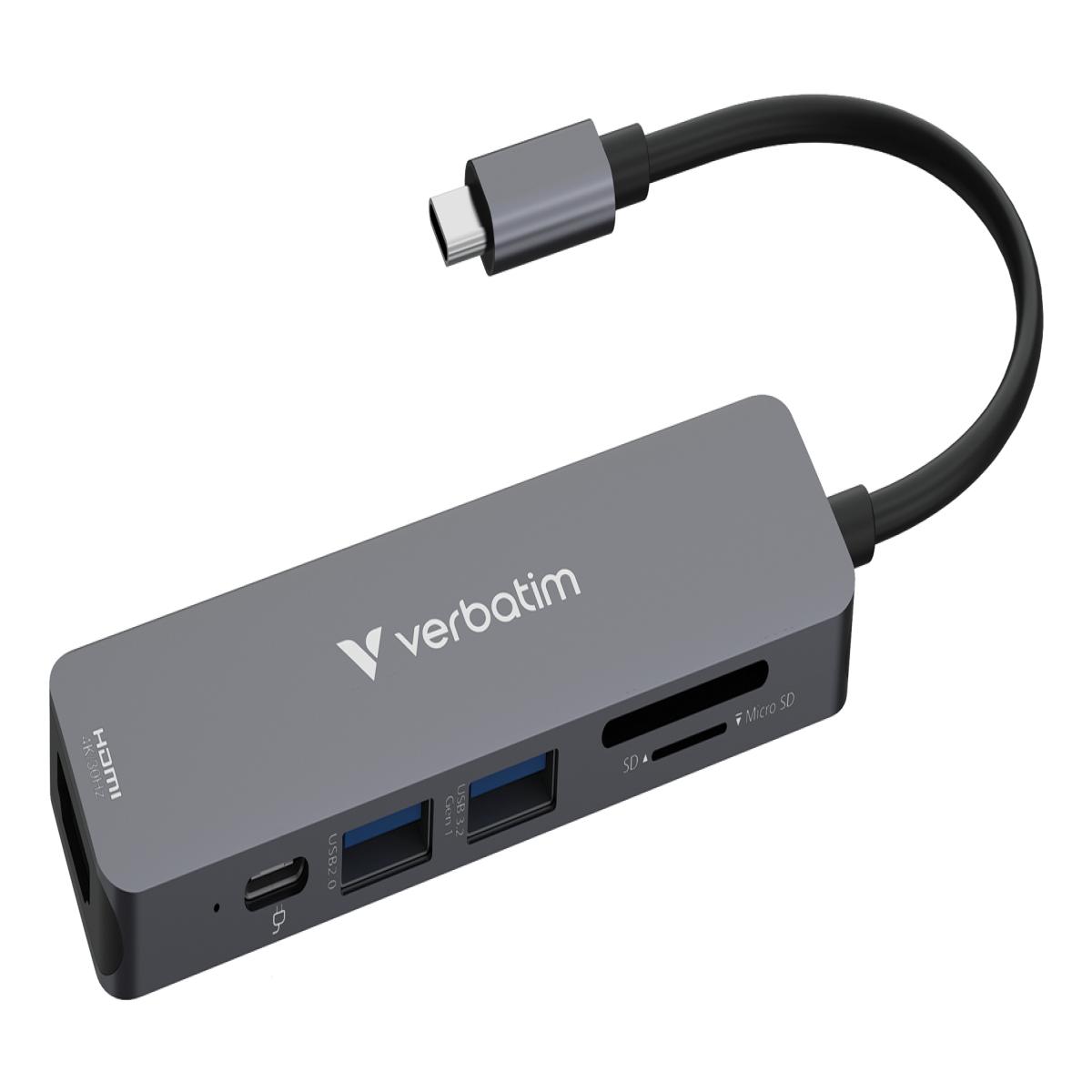 Verbatim USB-C Essentials Multiport Hub 6 ports: HDMI, USB-C PD, USB-A 3.2 Gen 1, USB-A, SD & microSD