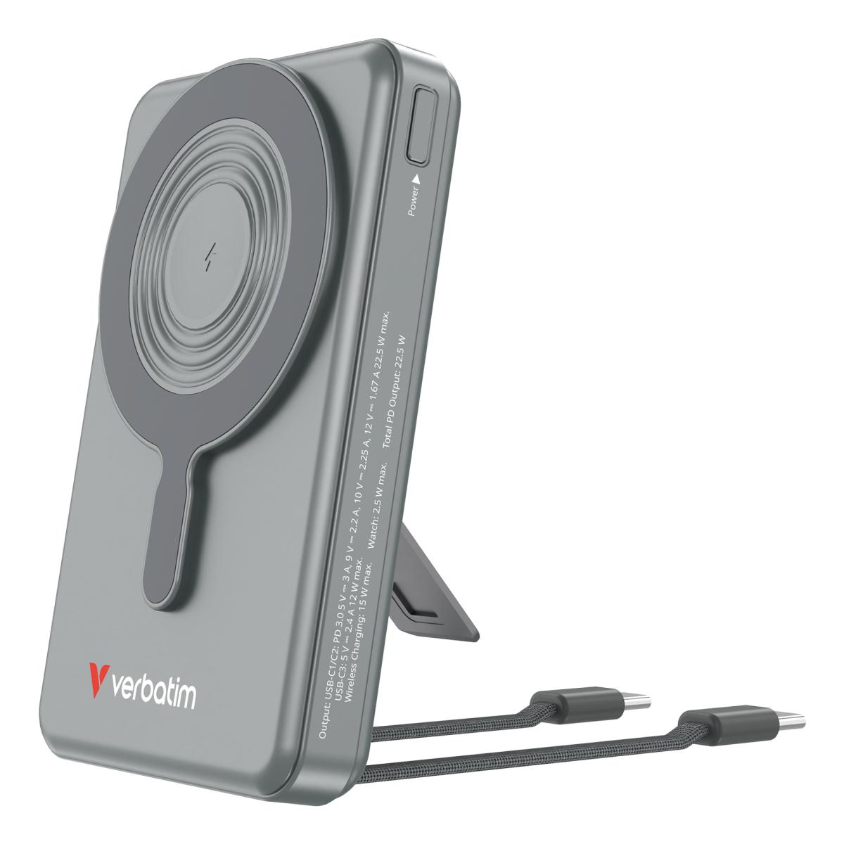 Verbatim Charge'n'Go 2C & Display Power Bank 10000 mAh Grey