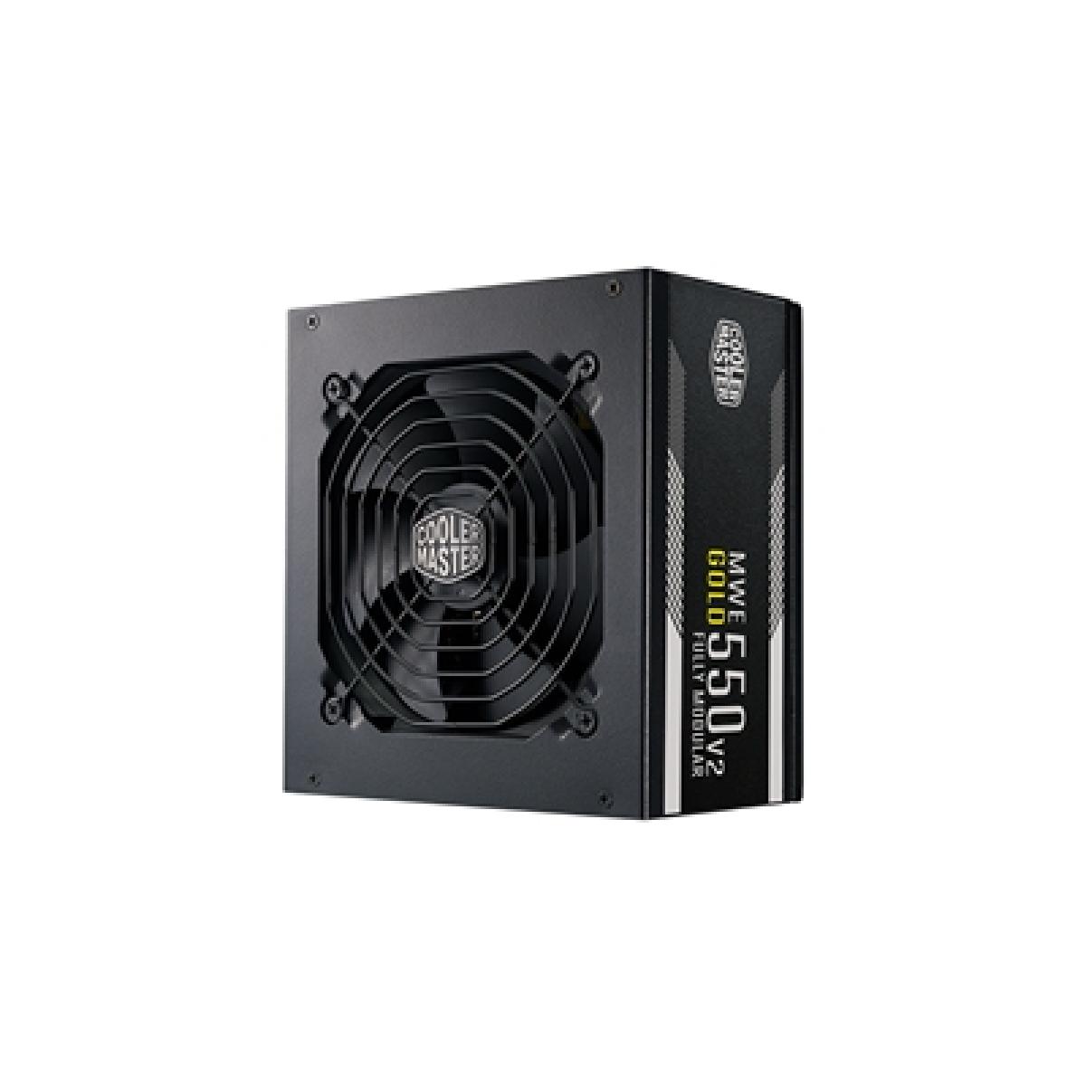 Cooler Master MWE 550 Gold V2 Fully Modular PSU (UK Plug) - 80 PLUS Gold 550W Power Supply Unit, Flat Black Cabling, 120mm HDB Fan, High-Temperature Threshold - 5 Year Warranty