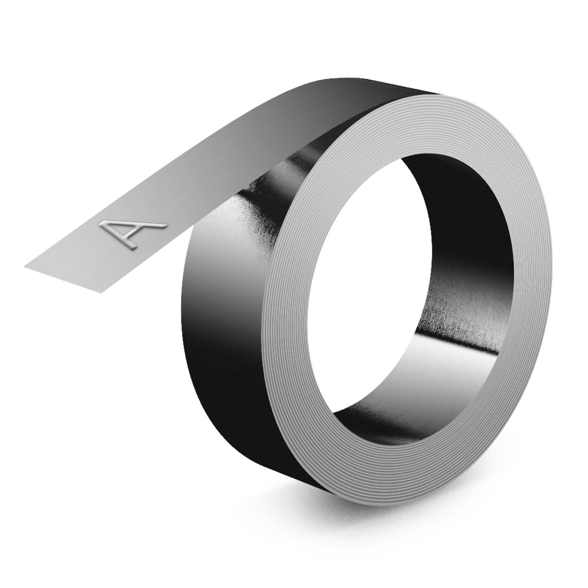 DYMO Rhino Stainless Steel Embossing Labels | 12 mm x 6.4 m | Non-Adhesive | Compatible with the Rhino M1011 Embosser | Weather Resistant | Ideal for DIY & Construction | Made in Europe