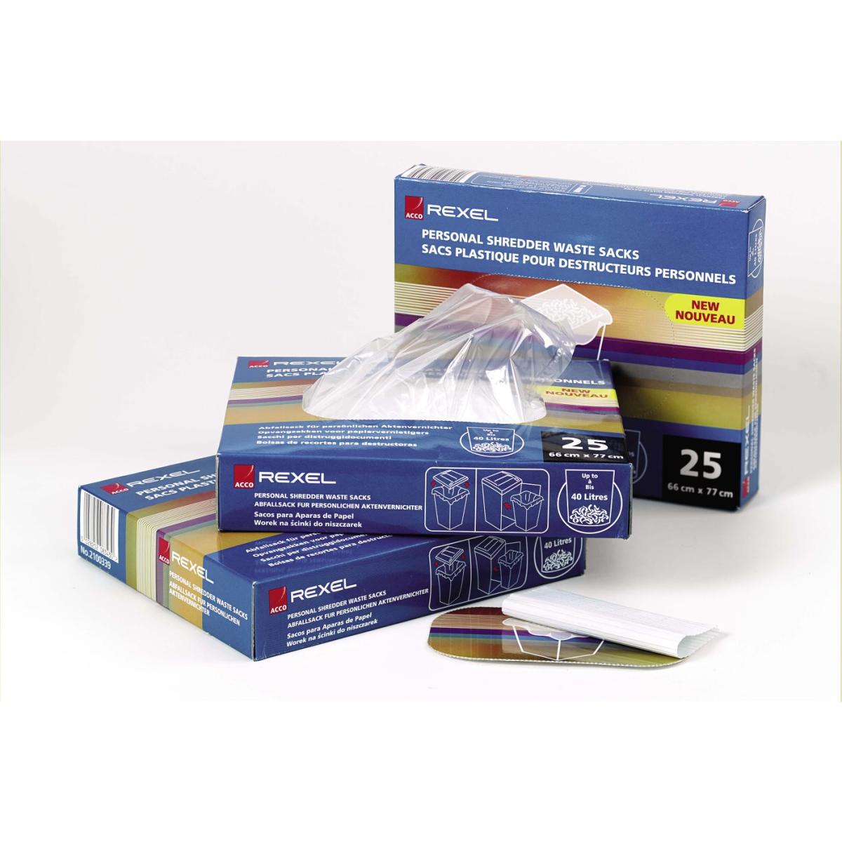 Rexel AS100 Plastic Waste Bags for Small Office Shredders 40L (pack of 100)