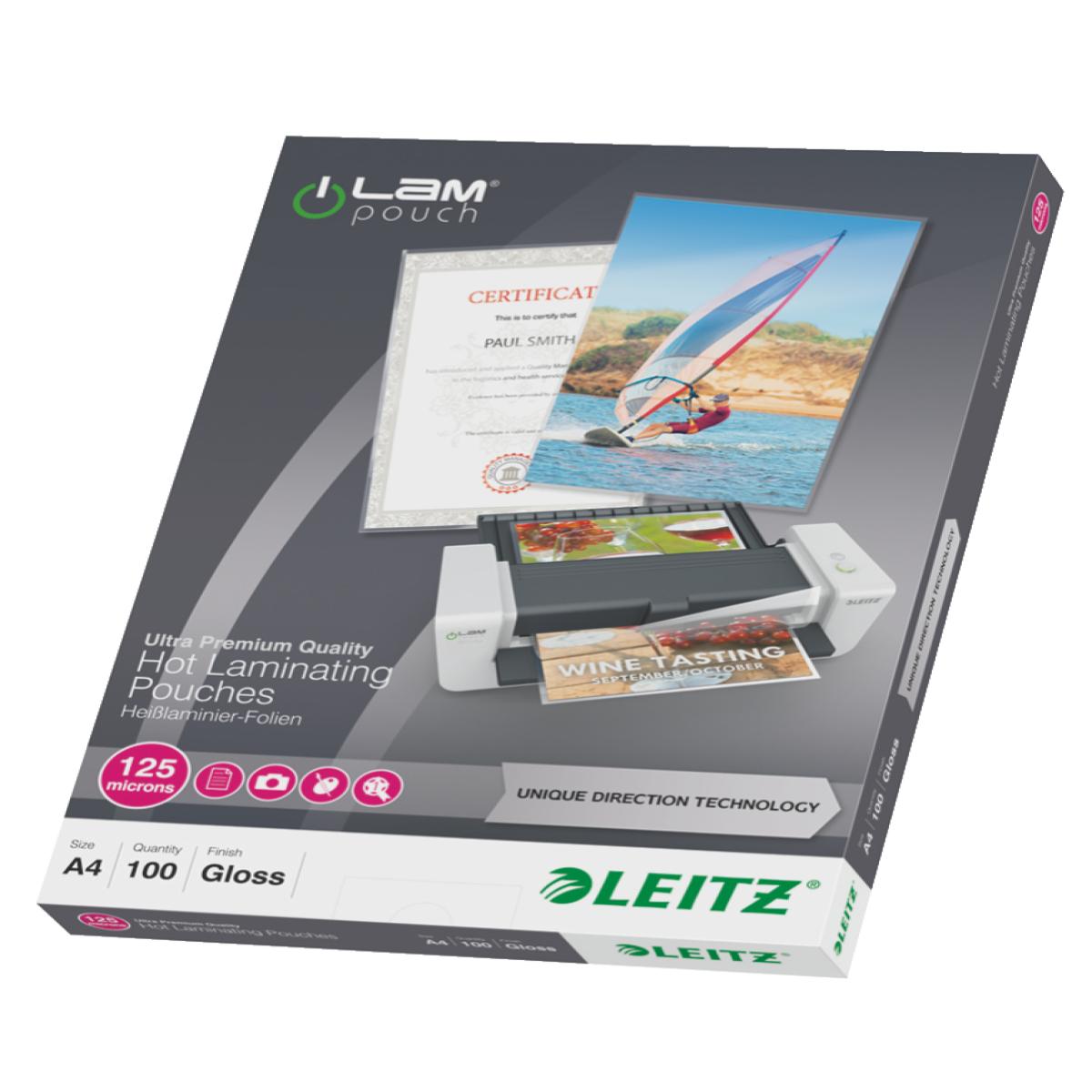 Leitz iLAM Ultra-premium Glossy A4 Laminating Pouches with UDT, 125 microns, Pack of 100