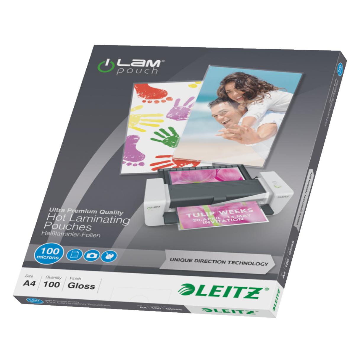 Leitz iLAM Ultra-premium Glossy A4 Laminating Pouches with UDT, 100 microns, Pack of 100