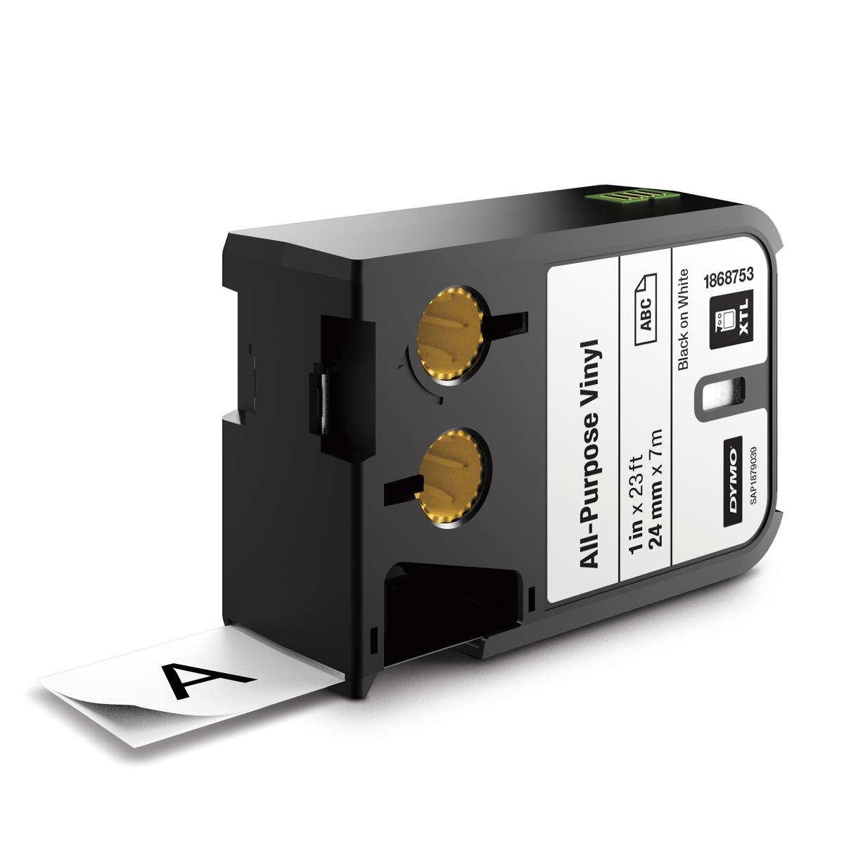 Dymo 1868753 XTL 24mm x 7m Roll All-Purpose Vinyl Black on White