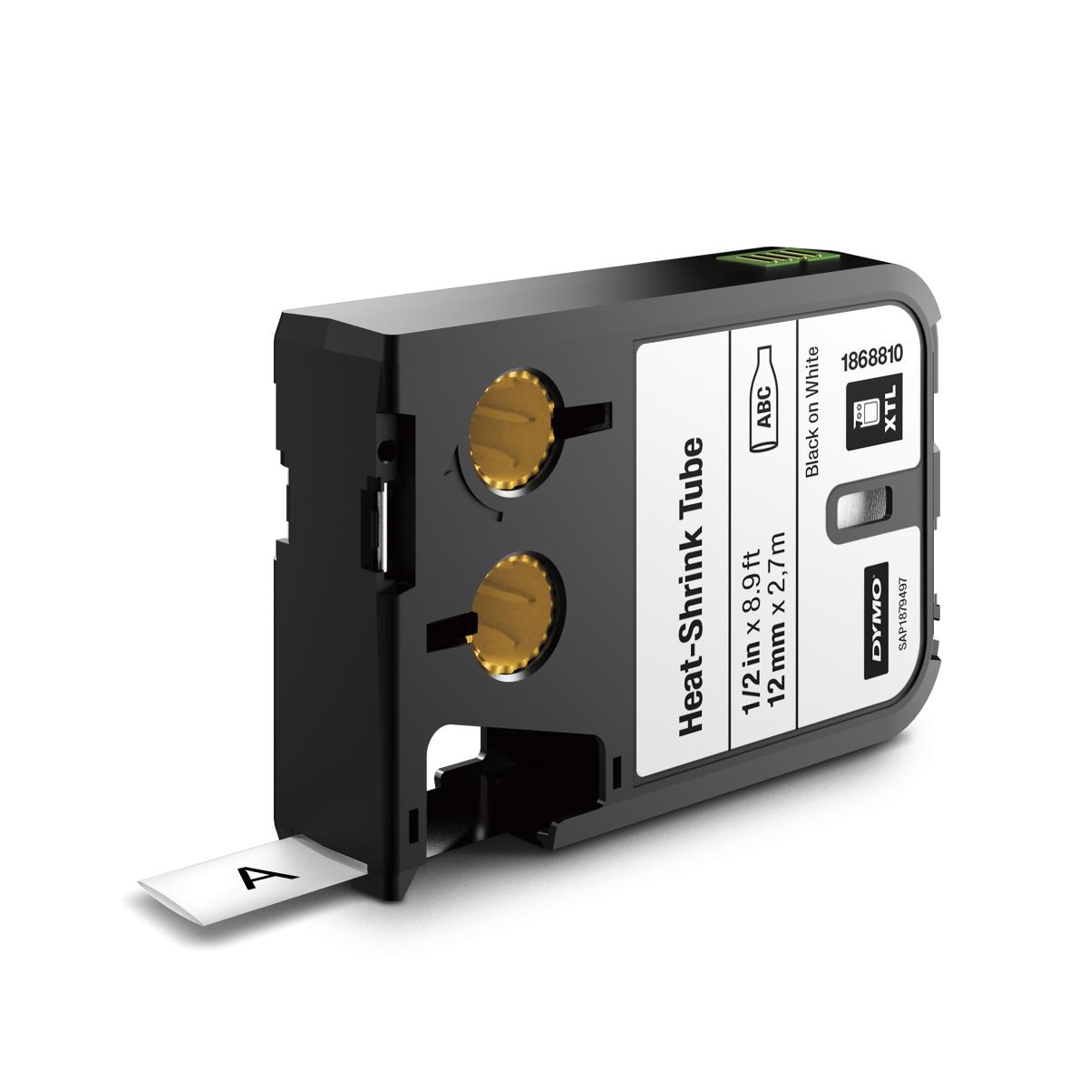 DYMO XTL Heat-Shrink Label Tubes | 12 mm x 2.7 m | Black on White