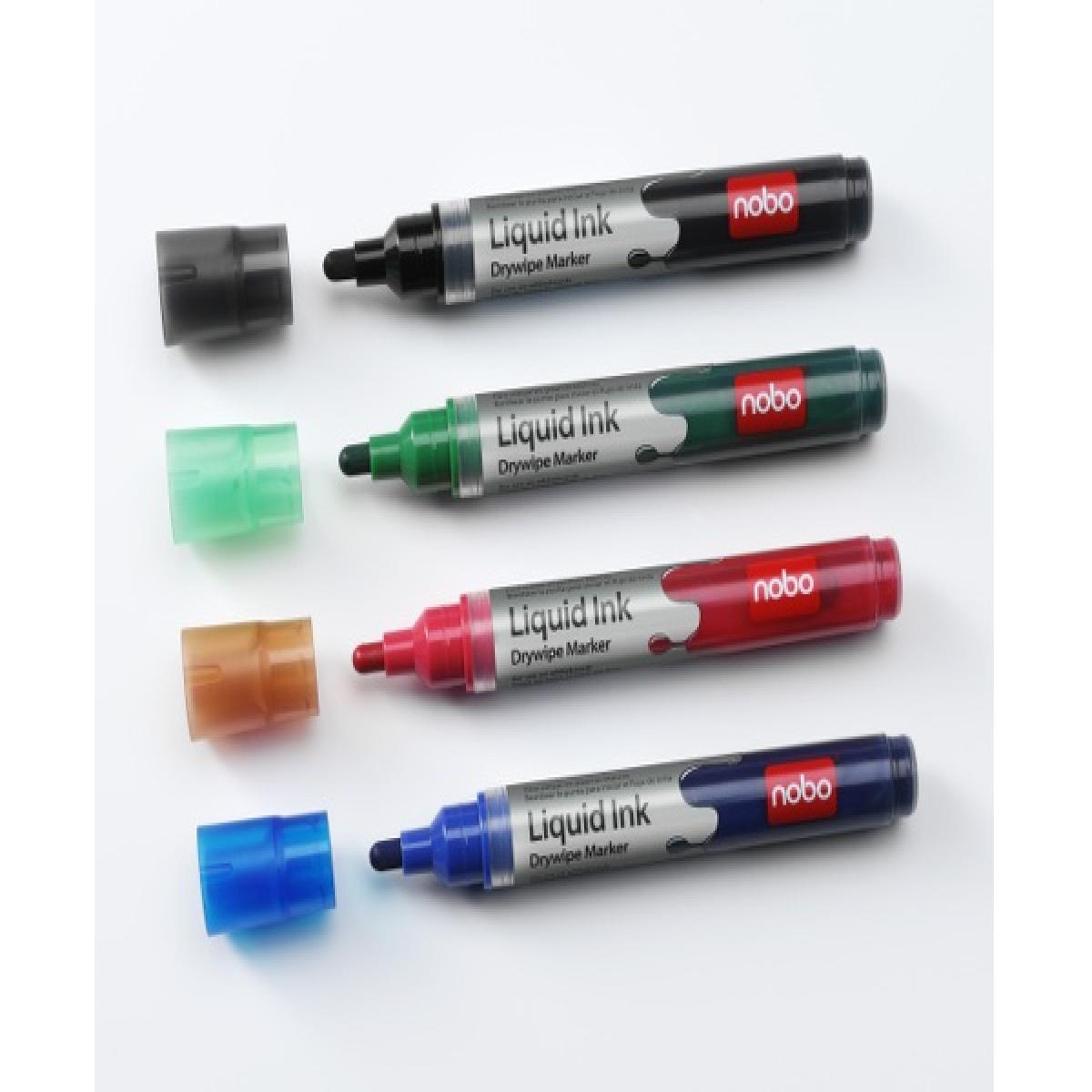Nobo Liquid Ink Markers Bullet Tip 4 Pack