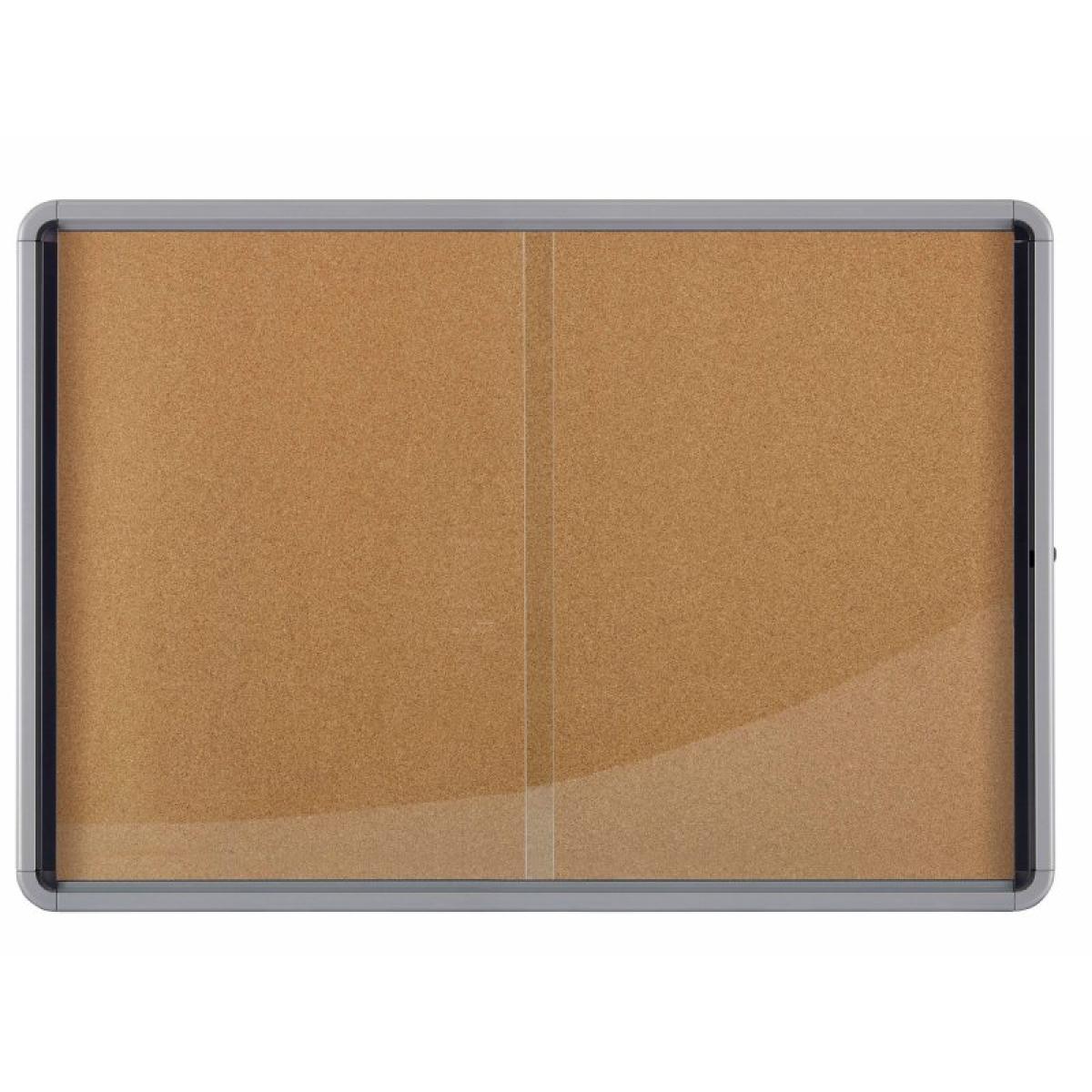 Nobo Premium Plus Cork Lockable Notice Board Sliding Door 18xA4