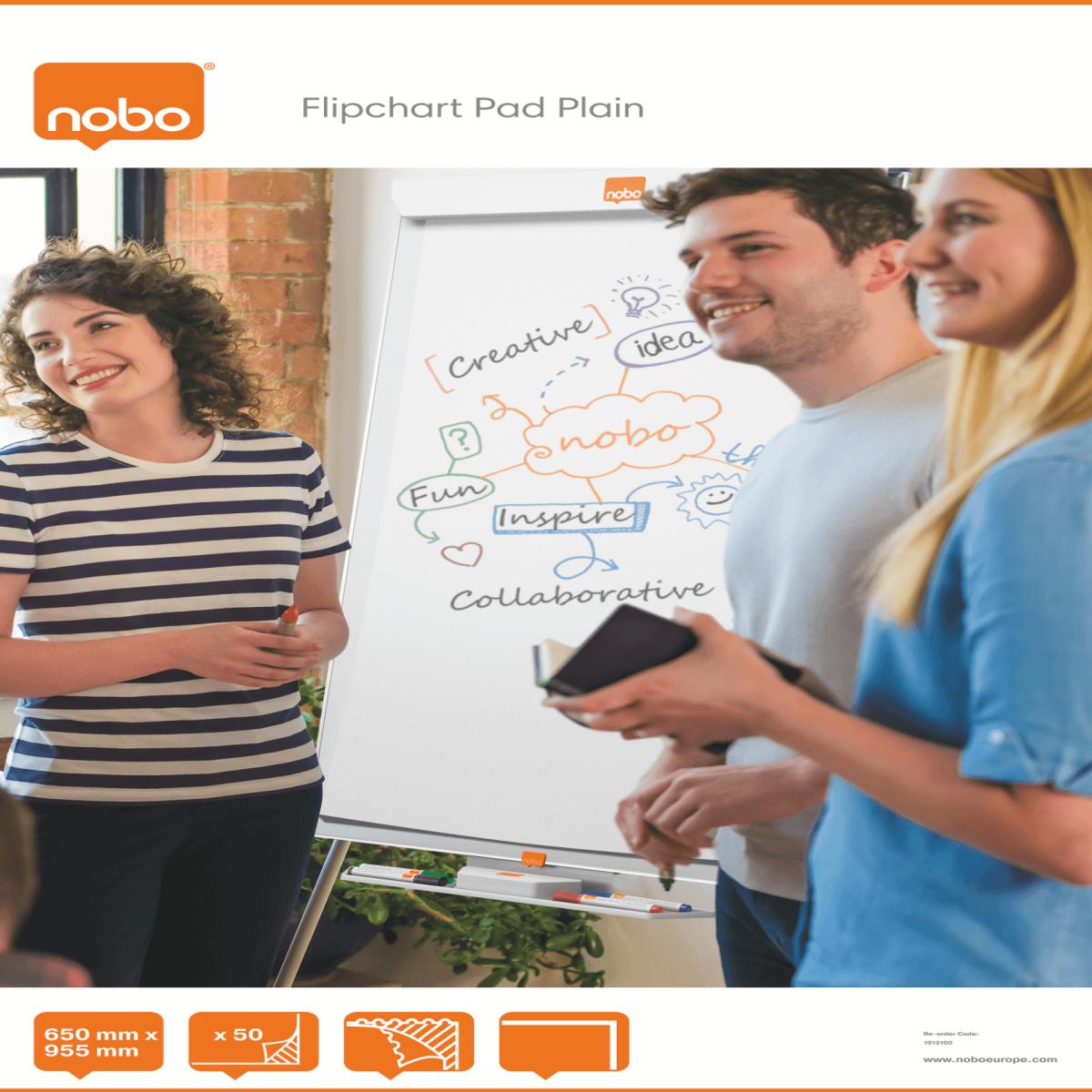 Nobo Flipchart Pad Plain 650X955 50 Sheets