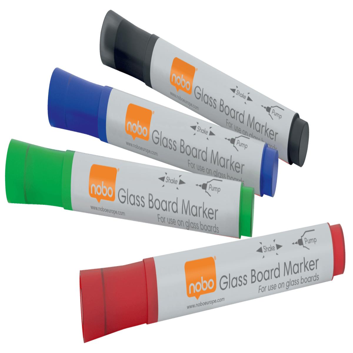 Nobo Glass Whiteboard Markers (4 pcs)