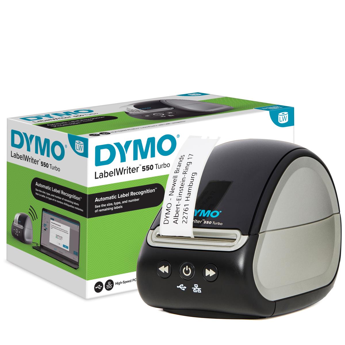 DYMO LabelWriter 550 Turbo Label Printer | Label Maker with High-Speed Direct Thermal Printing | Automatic Label Recognition | Prints Shipping Labels & More with USB/LAN Connectivity | UK 3 Pin Plug