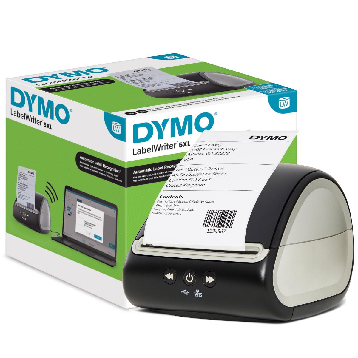 DYMO LabelWriter 5XL Label Printer | Automatic Label Recognition | Label Maker that prints Extra-Wide Shipping Labels from AmazonRoyal Mail & More | Perfect for eCommerce Sellers | UK 3 Pin Plug