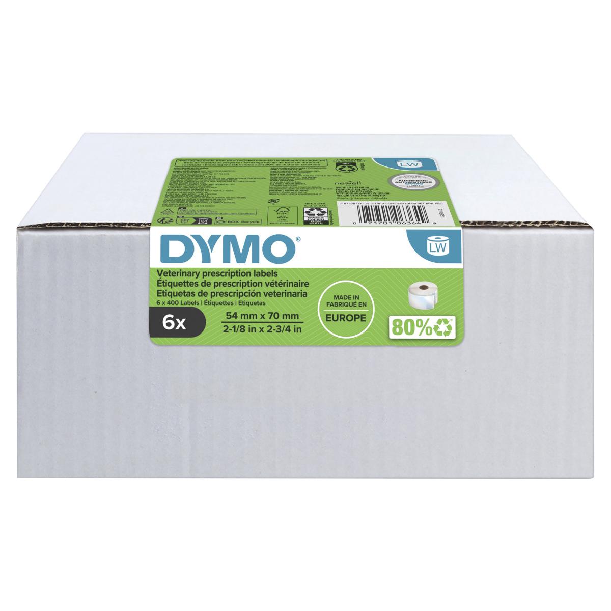 DYMO LabelWriter Veterinary Prescription Labels | 54 mm x 70 mm | 2400 labels