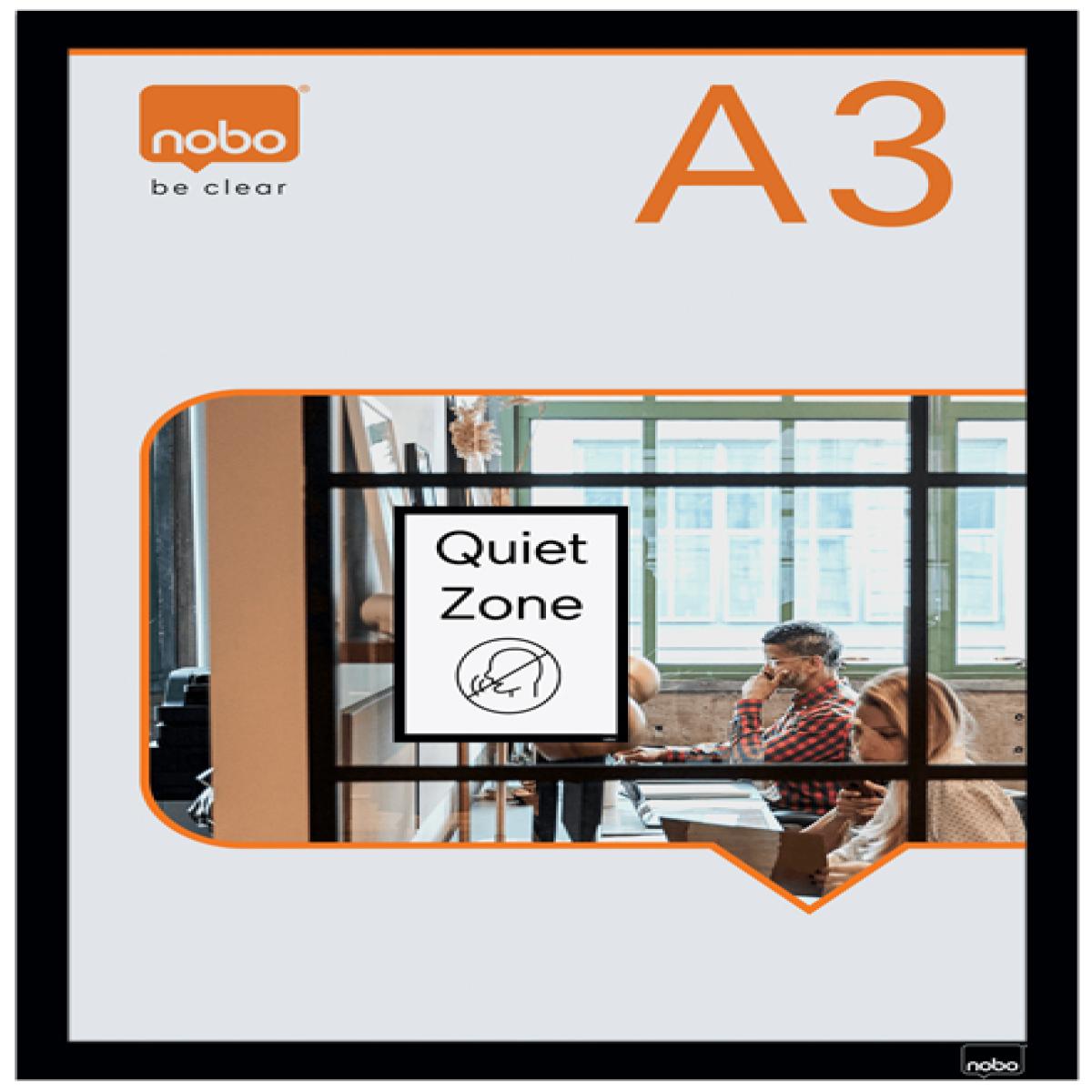 Nobo Self-adhesive Magnetic Poster Frame A3, Black