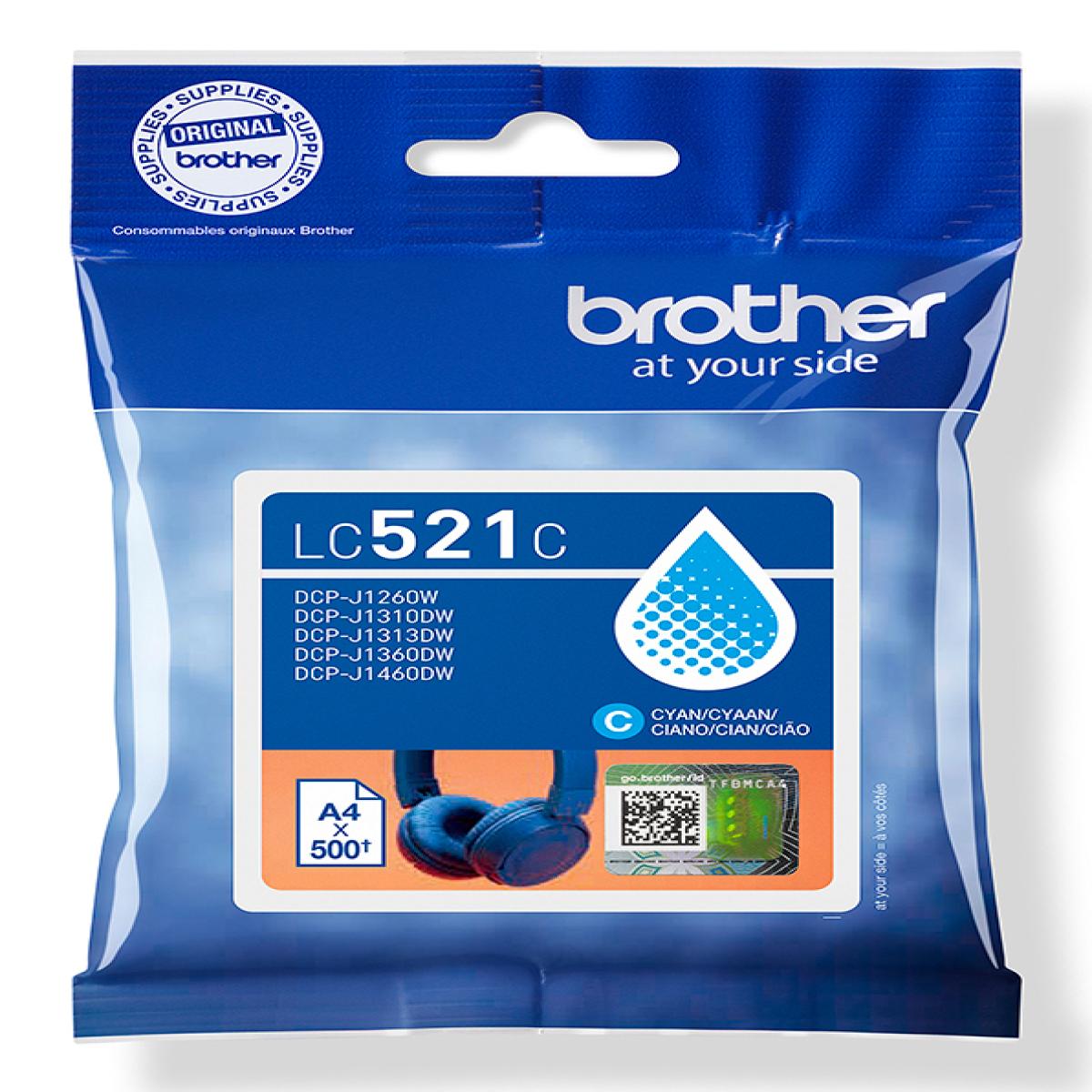 Brother LC521C Genuine Ink Cartridge - Cyan