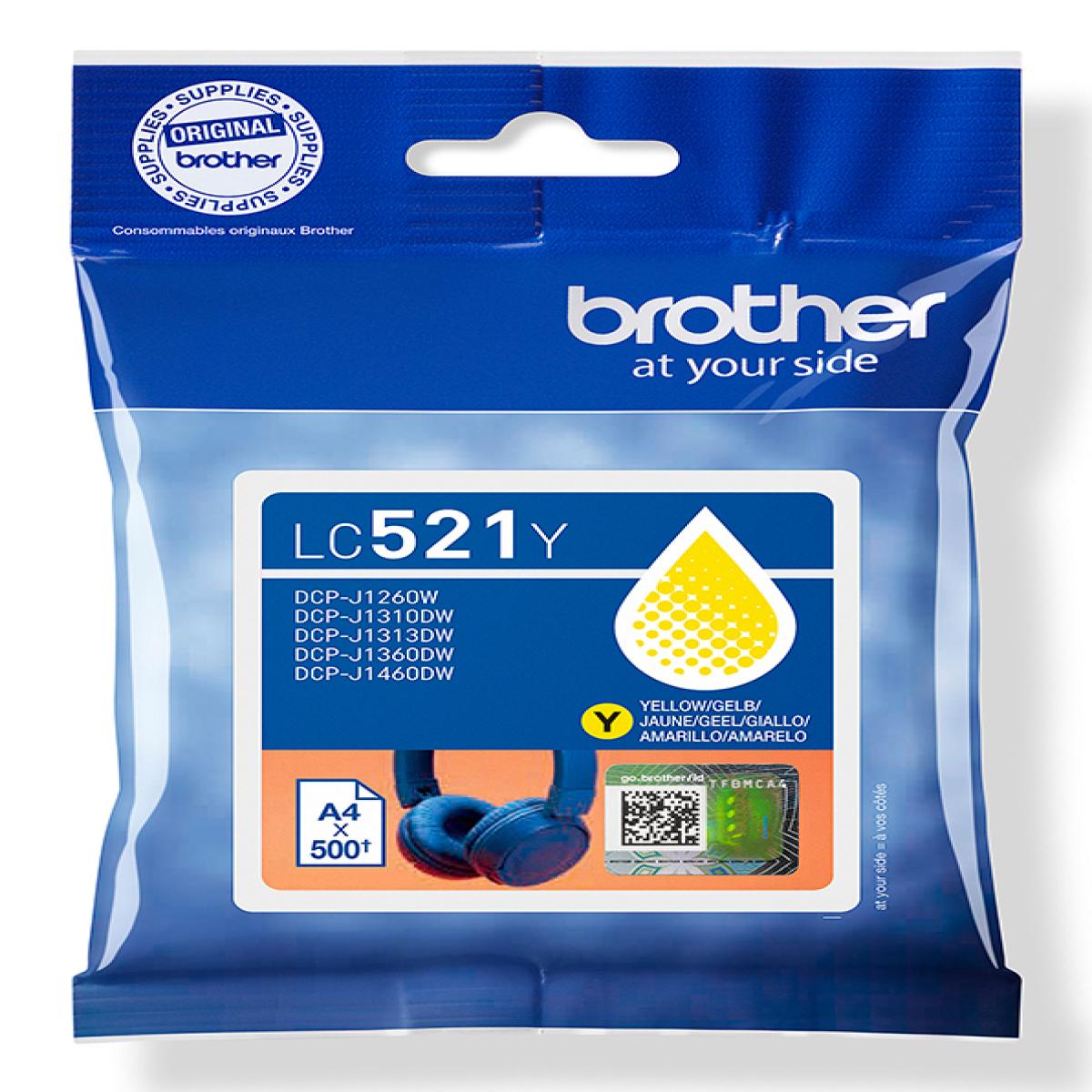 Brother LC521Y Genuine Ink Cartridge - Yellow